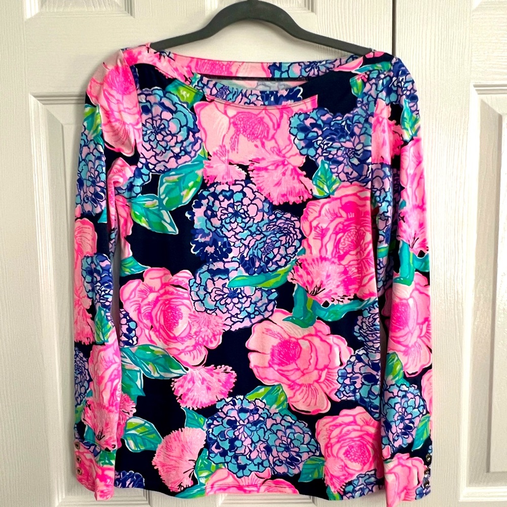 Lilly Pulitzer Aleah High Tide Bouquet Top Sz S